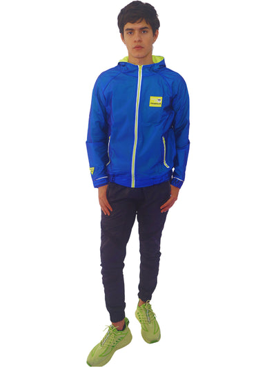 Jacket Impermeable Neón Reflex Hombre Azul