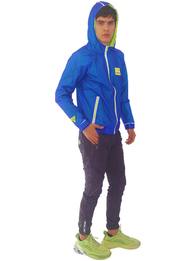 Jacket Impermeable Neón Reflex Hombre Azul