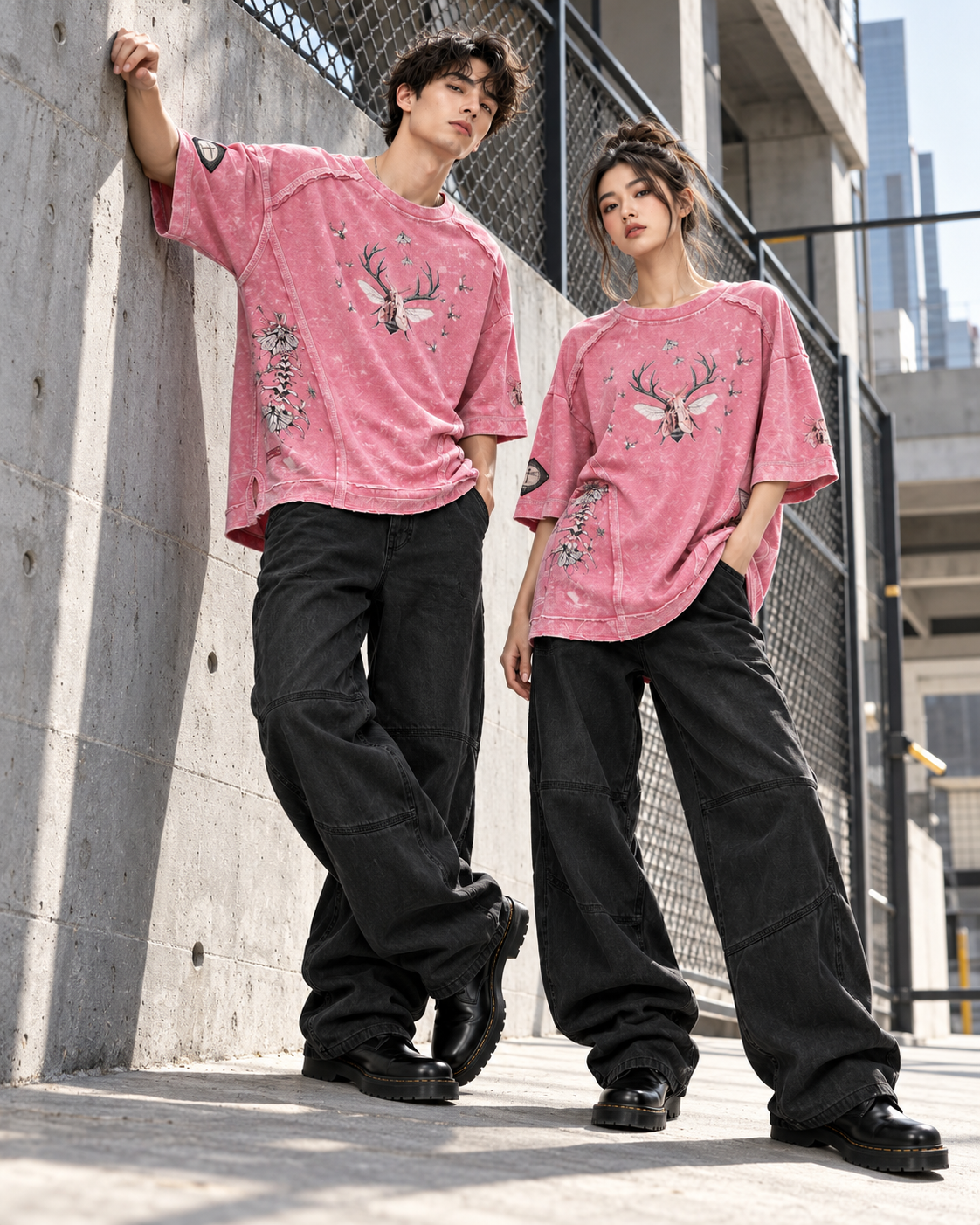 Playera Prosess Rosa THEMENCIA en ambiente urbano industrial